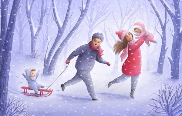 Семейные иллюстрации зимние