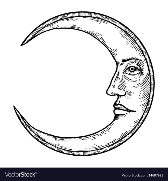 Месяц с лицом эскиз