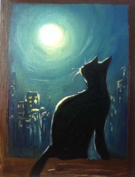 Лунный кот живопись