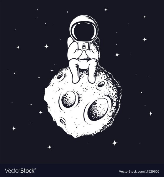 Космонавт сидит на Луне арт
