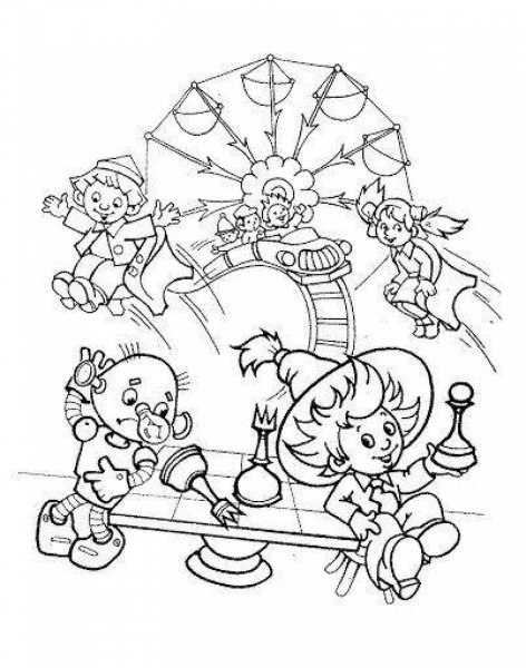 Герои Носова Незнайка раскраска