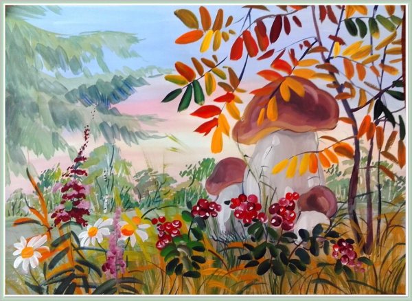 Зинаида Голубева грибы гуашью
