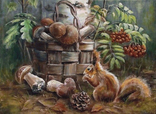 Художник Ольга Воробьева натюрморт с грибами