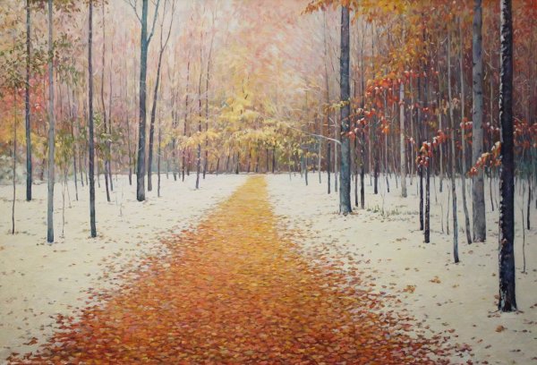 Первый снег живопись