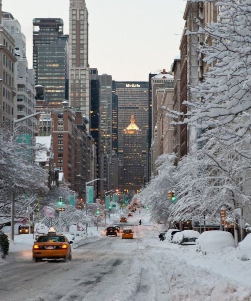 Нью Йорк зимний Манхэттен
