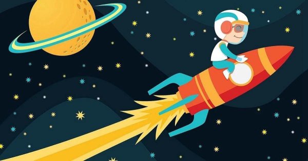 Космонавт в ракете