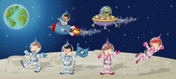 Космонавт на Луне мультяшный