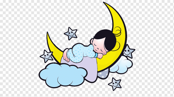 Дети спят на Луне на прозрачном фоне