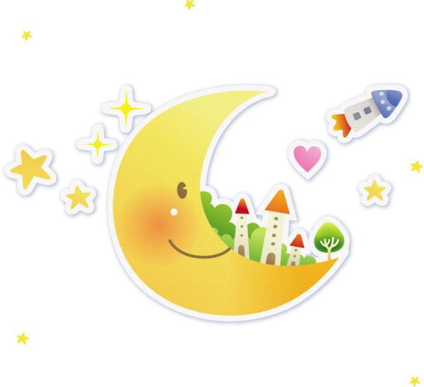 Яркий месяц на прозрачном фоне