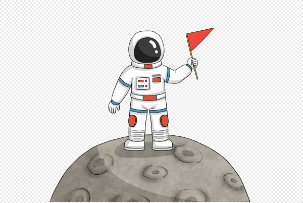 Космонавт на Луне мультяшный