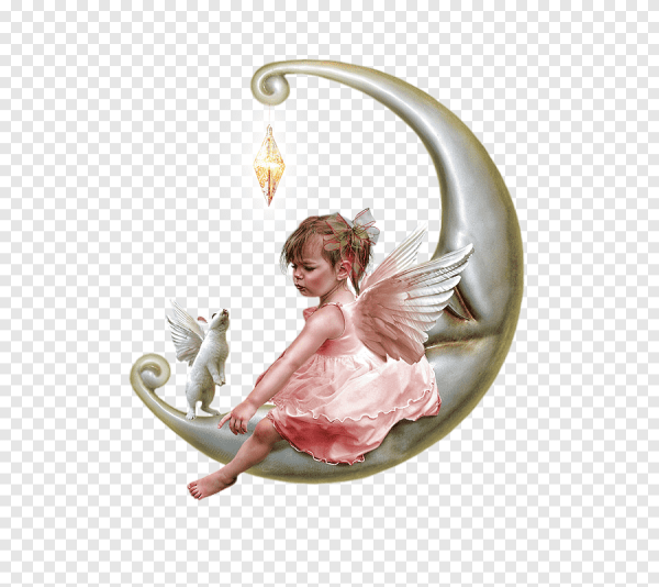 Ангел на месяце на прозрачном фоне