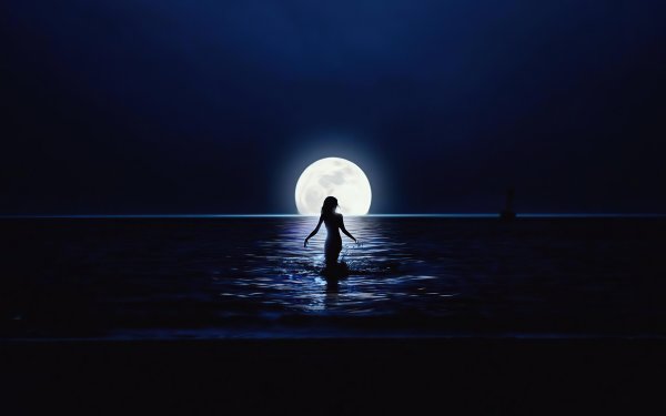 Девочка Луна море кот