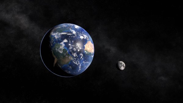 Земля и Луна в космосе