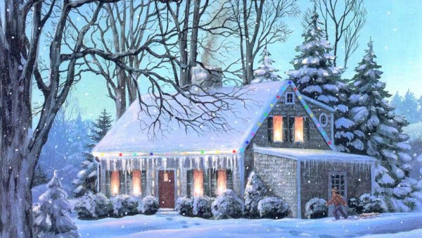 Заснеженный сказочный домик