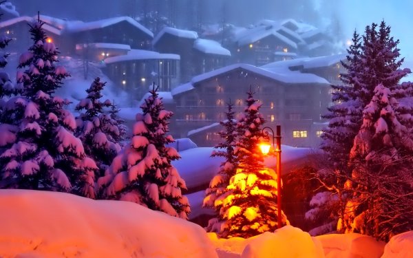 Зимний город в Огнях