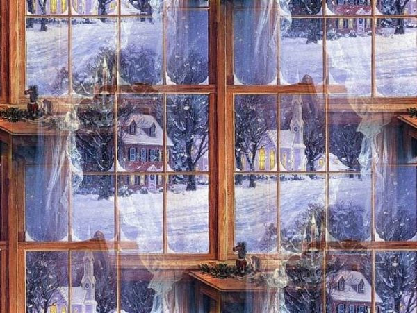 Окно с зимним пейзажем