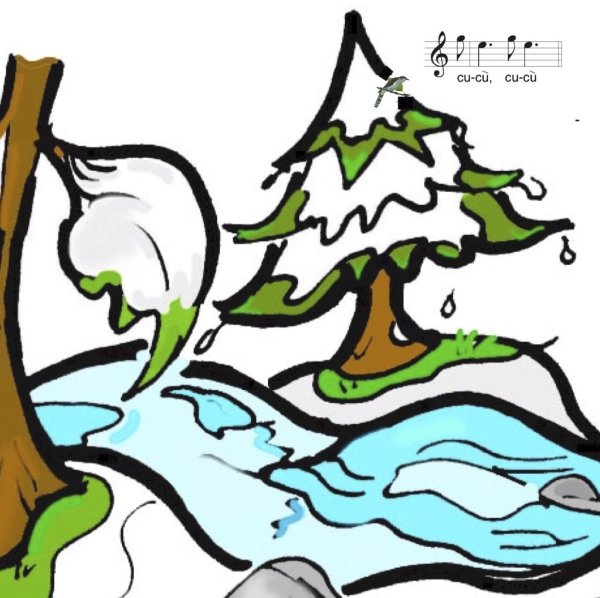 Весенний ручей на прозрачном фоне