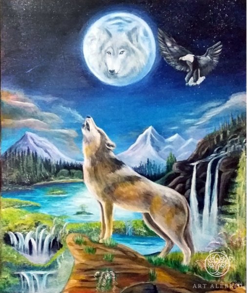 Волк воет на луну