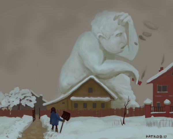 Снег на крыше нарисовать