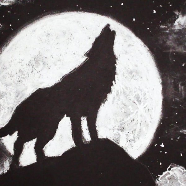 Рисовать волка воющего на луну