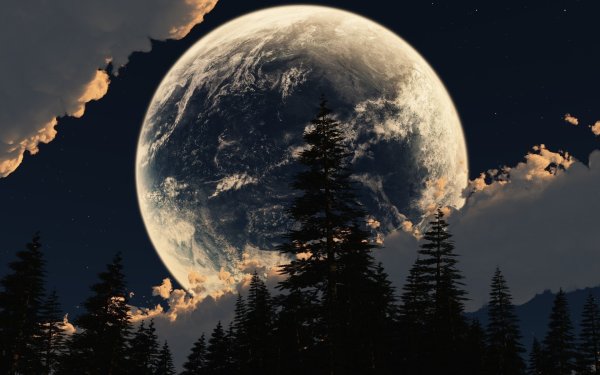 Красивая Луна и звезды