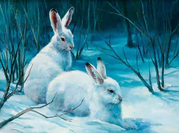 Картина зайцы Меньшиковой