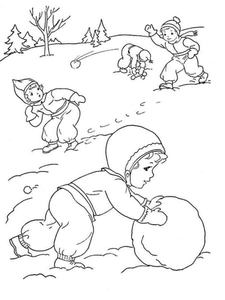 Зима раскраска для детей