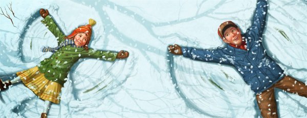 Дети в сугробе иллюстрации