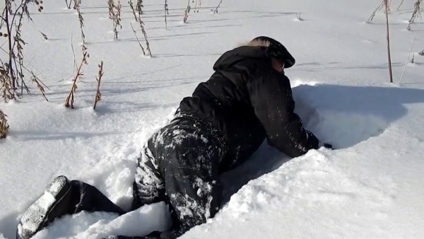 Человек по пояс в снегу
