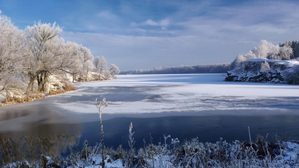 Берег реки зимой