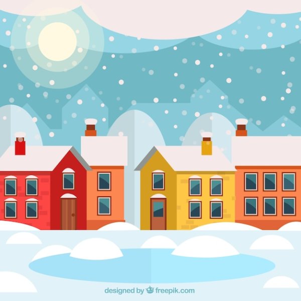 Заснеженный город вектор