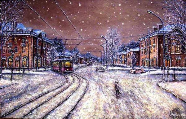 Картины заснеженного города