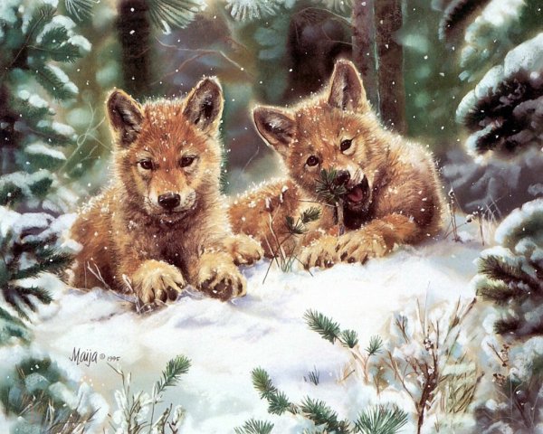 Зверушки в зимнем лесу