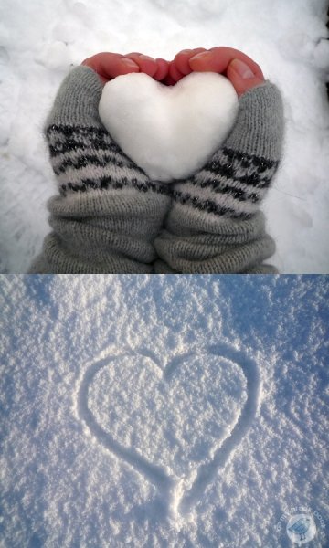 Красивое сердце из снега