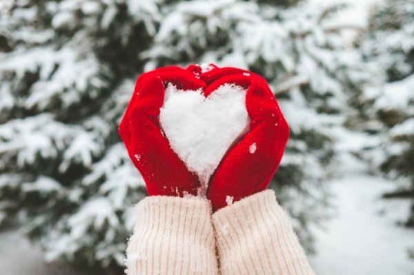 Варежки в снегу