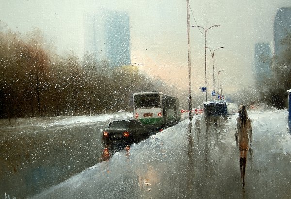 Пасмурная зима в городе