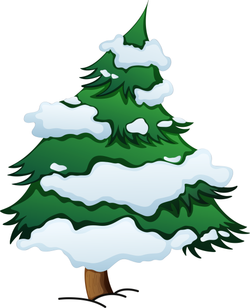 Мультяшные елки в снегу