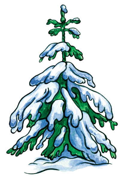 Рисуем елку в снегу