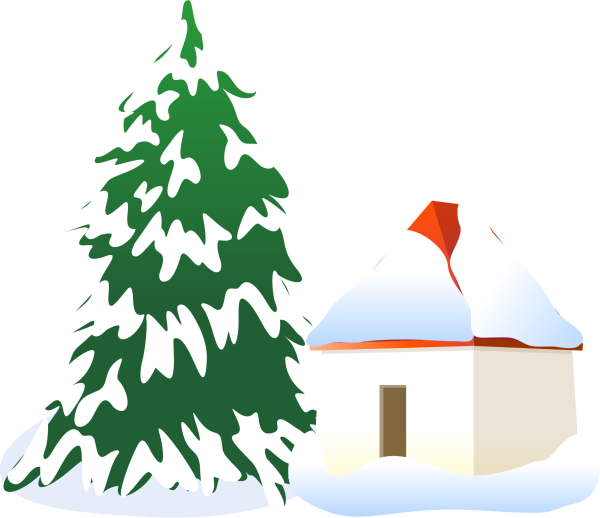 Елка в снегу мультяшная