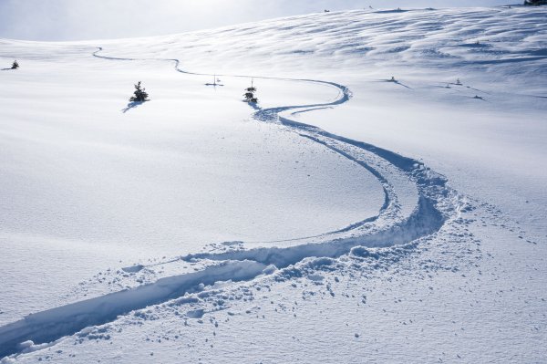 Следы лыж на снегу