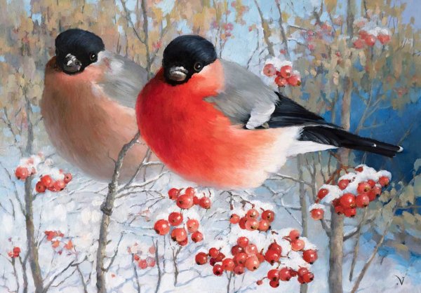 Майстренко Геннадий Снегири художник