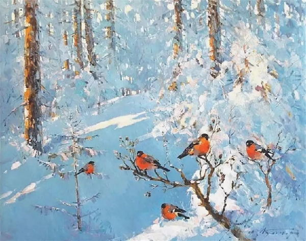 Майстренко Геннадий Снегири художник