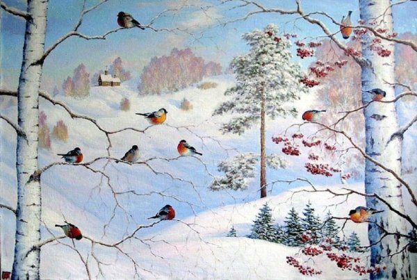 Майстренко Геннадий Снегири художник