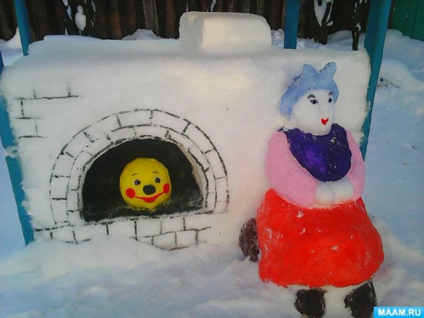 Снеговые фигуры на участке детского сада