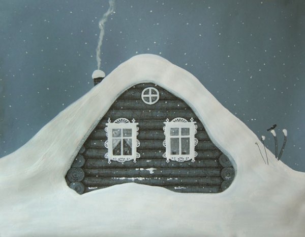 Занесенная снегом избушка