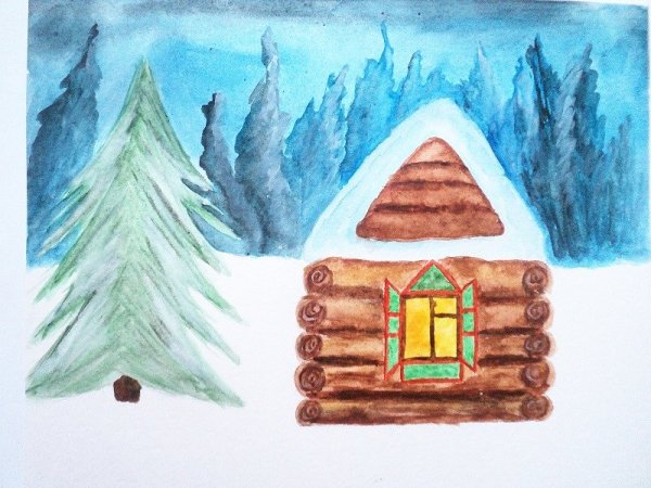 Избушка рисование