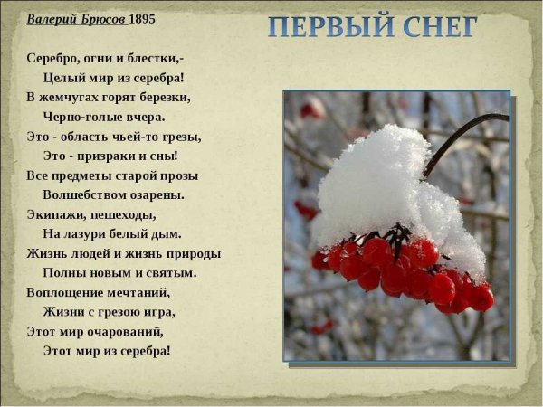 Первый снег стихотворение