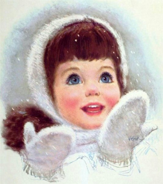 Девочка и снег картина