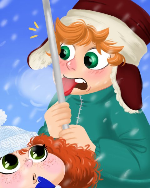 Ребенок облизывает сосульку