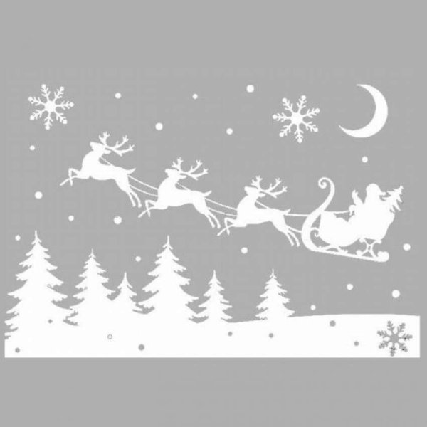 Украшения на окна олени с санями